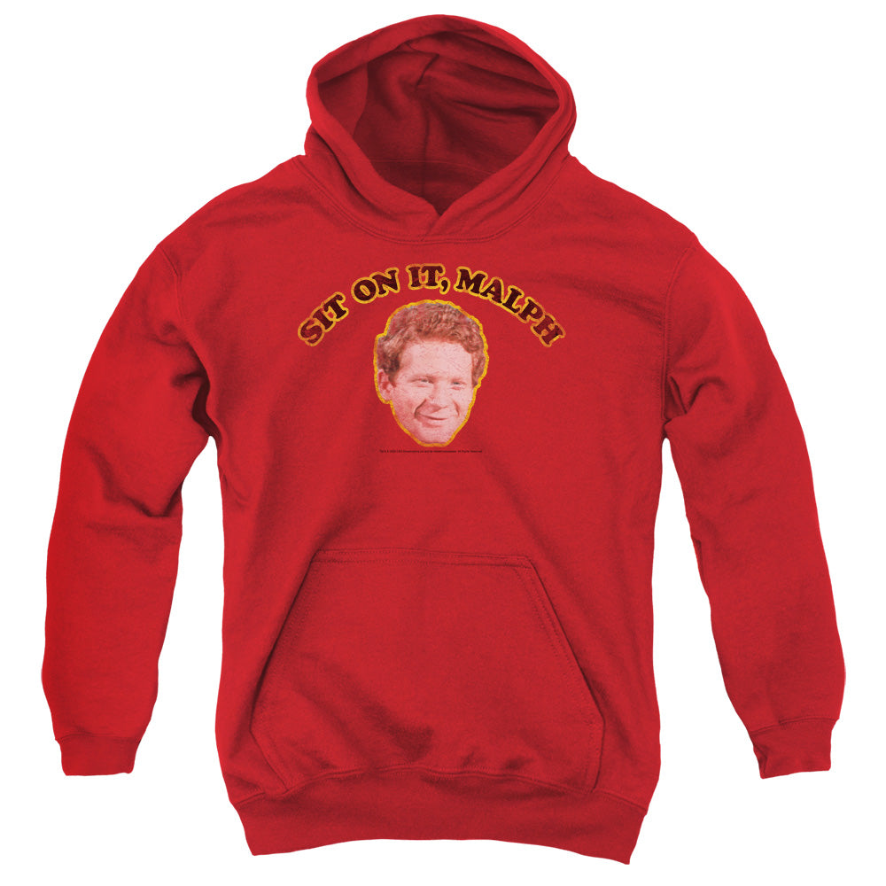 HAPPY DAYS/SIT ON IT MALPH - YOUTH PULLOVER HOODIE - RED