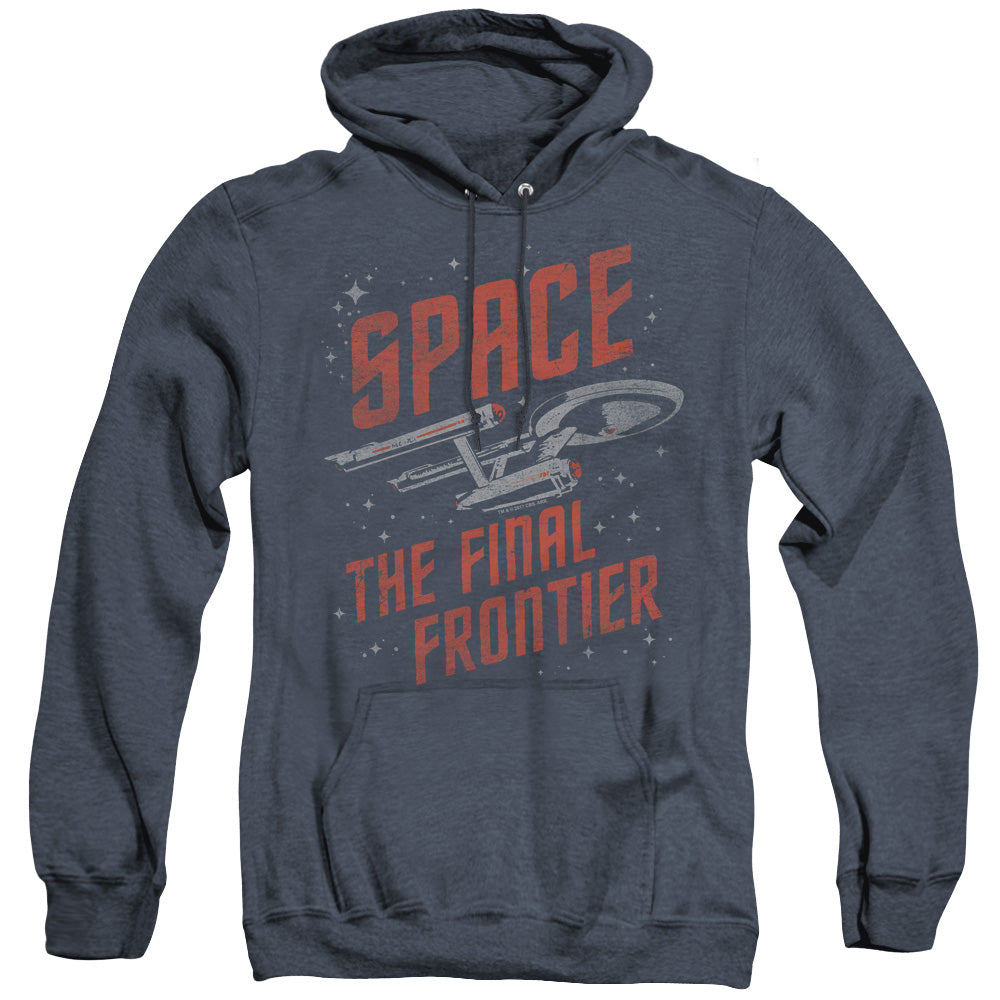 STAR TREK/SPACE TRAVEL - ADULT HEATHER HOODIE - NAVY