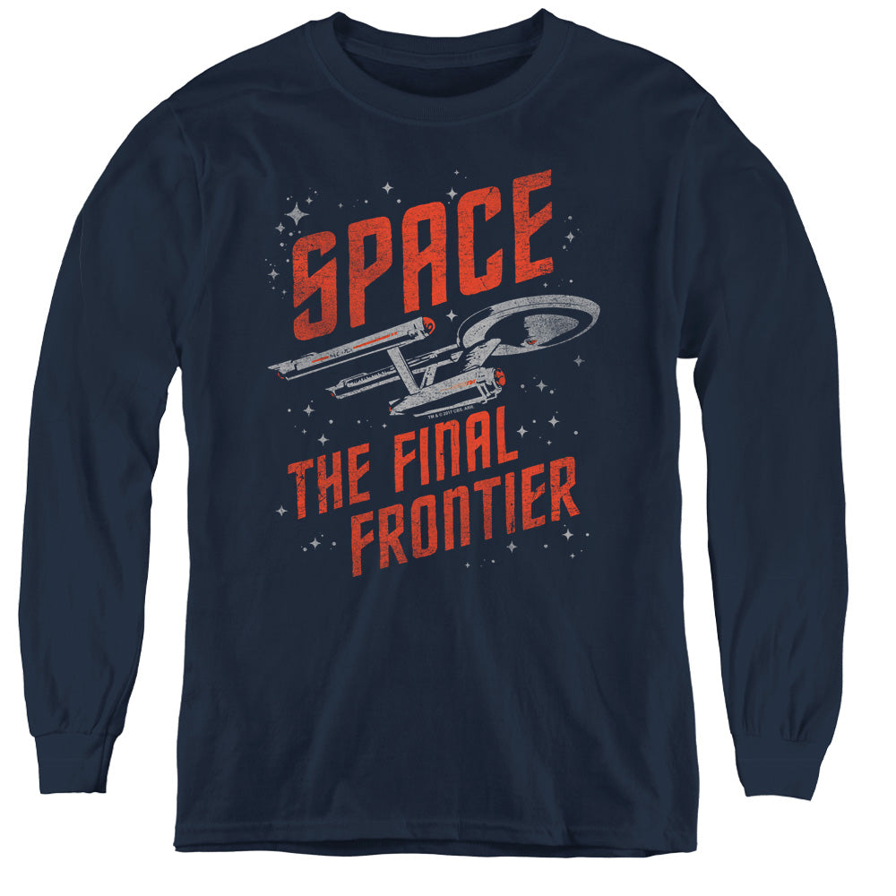STAR TREK/SPACE TRAVEL - YOUTH LONG SLEEVE TEE - NAVY