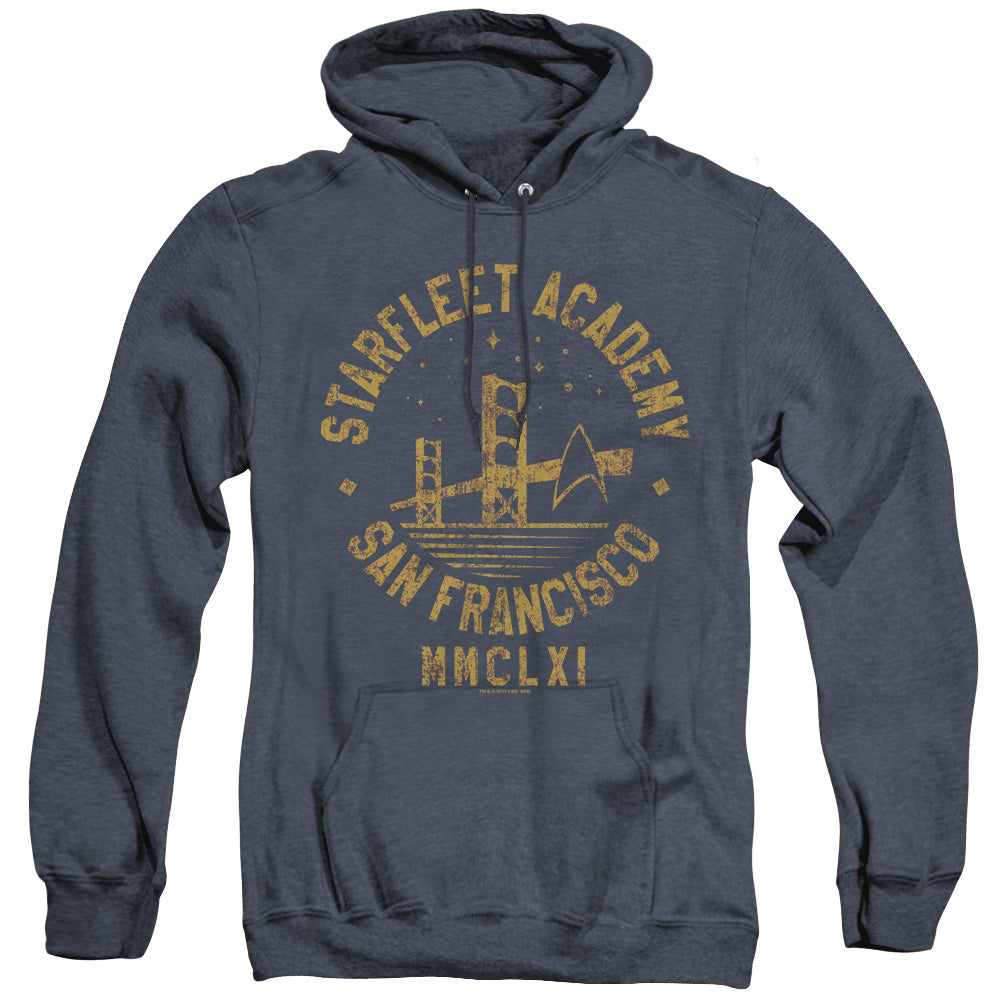 STAR TREK/COLLEGIATE BRIDGE - ADULT HEATHER HOODIE - NAVY