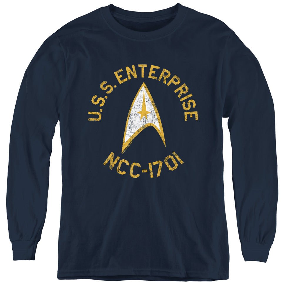 STAR TREK/COLLEGIATE - YOUTH LONG SLEEVE TEE - NAVY