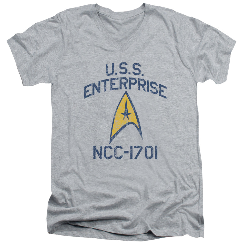STAR TREK/COLLEGIATE ARCH - S/S ADULT V-NECK 30/1 - ATHLETIC HEATHER
