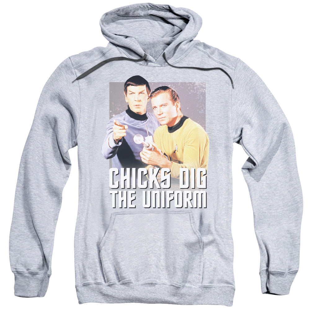 STAR TREK/CHICKS DIG - ADULT PULLOVER HOODIE - ATHLETIC HEATHER