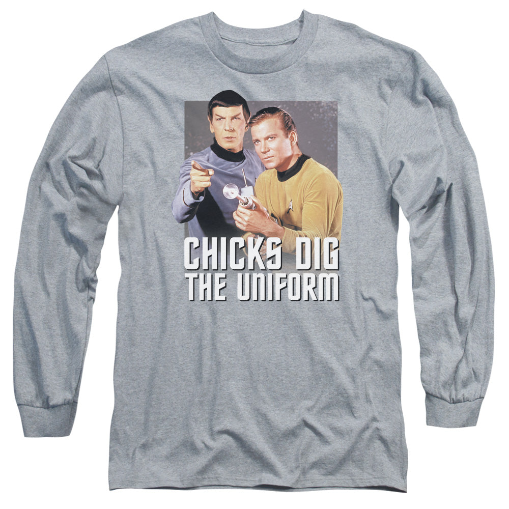 STAR TREK/CHICKS DIG -  L/S ADULT 18/1  - ATHLETIC HEATHER