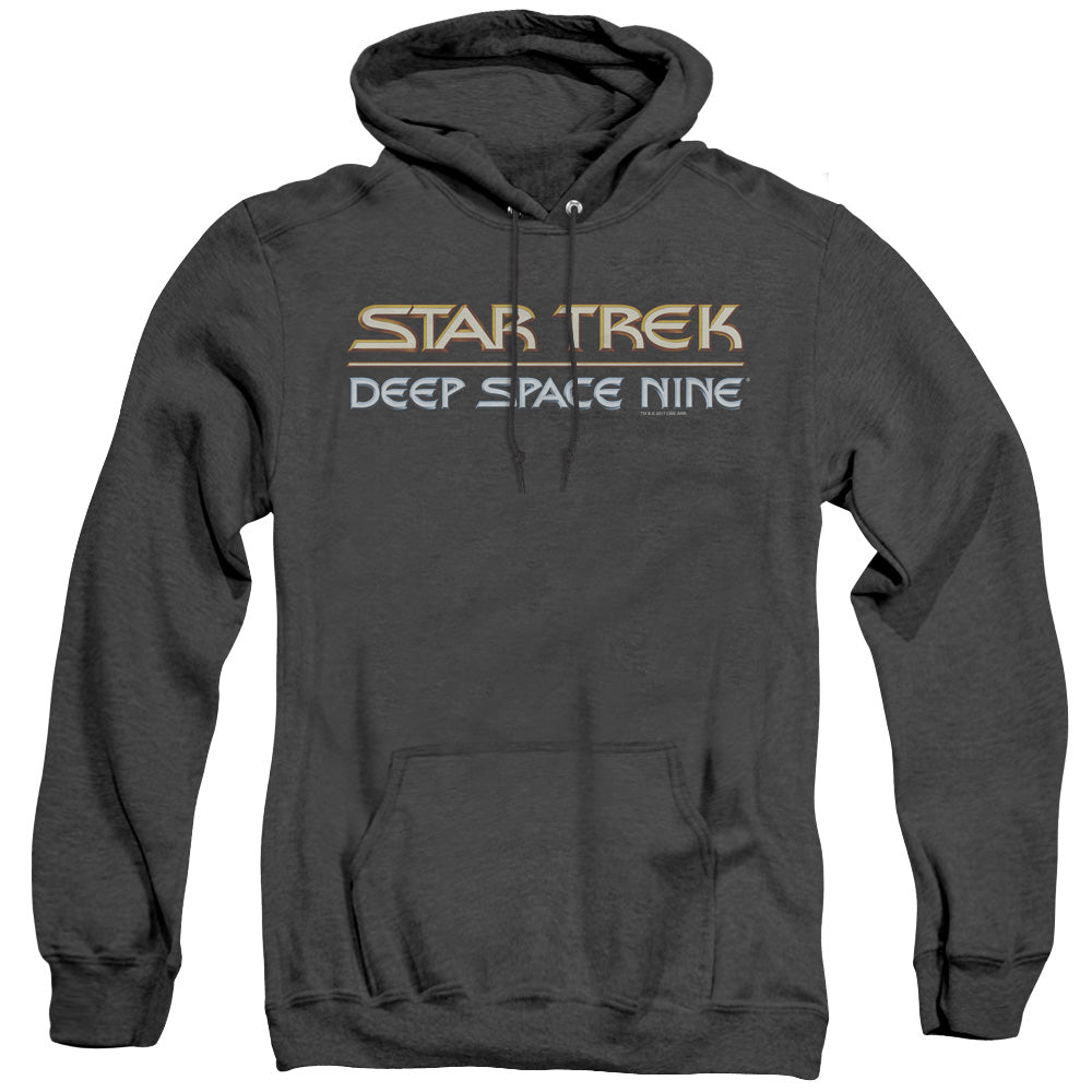 STAR TREK/DEEP SPACE NINE LOGO - ADULT HEATHER HOODIE - BLACK