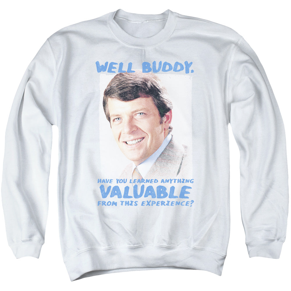 BRADY BUNCH/BUDDY - ADULT CREWNECK SWEATSHIRT - WHITE