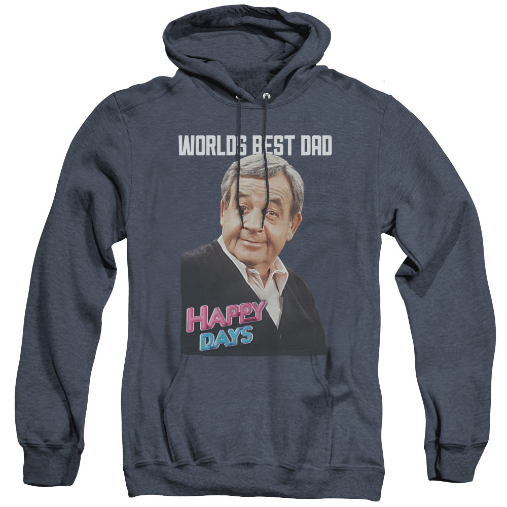 HAPPY DAYS/BEST DAD - ADULT HEATHER HOODIE - NAVY