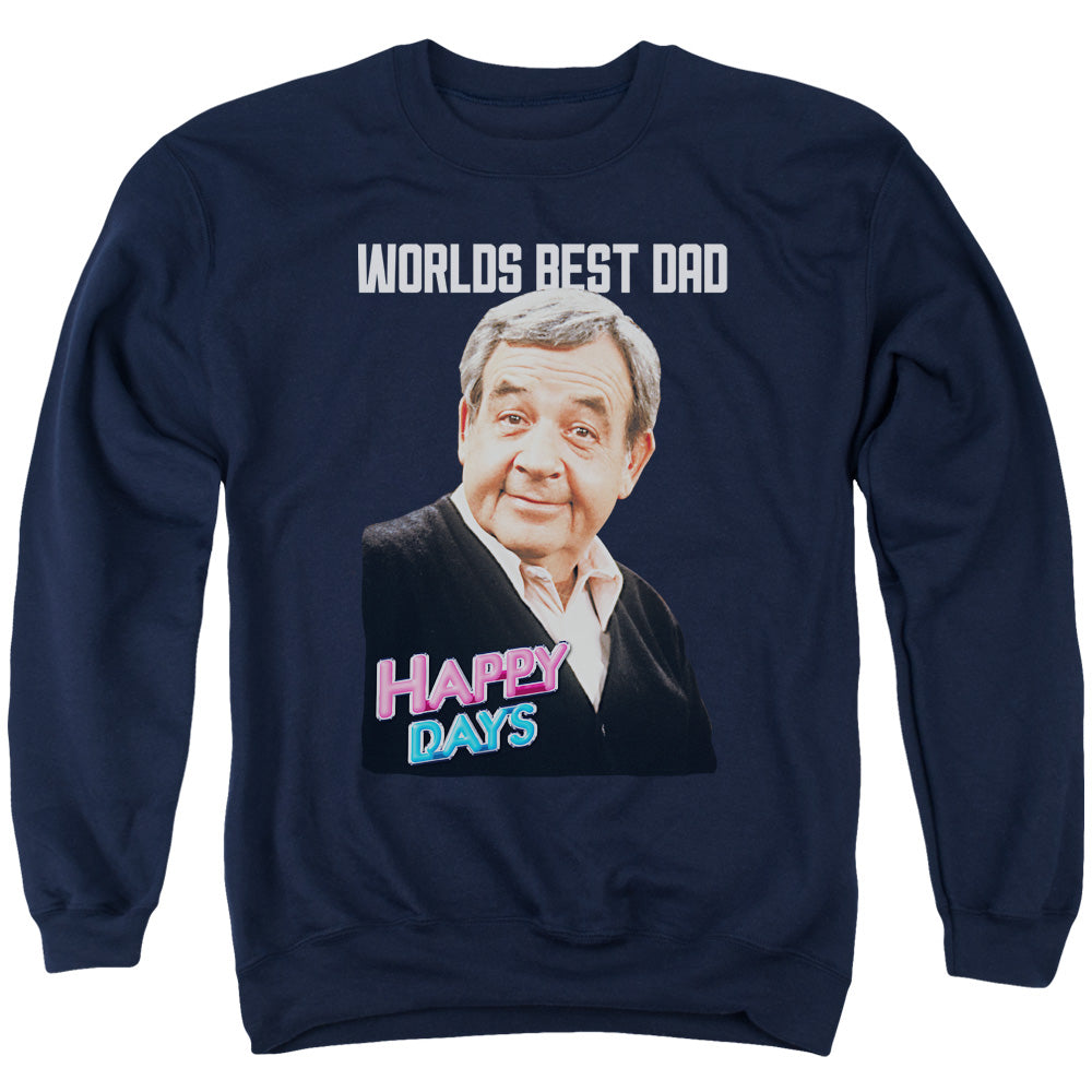 HAPPY DAYS/BEST DAD - ADULT CREWNECK SWEATSHIRT - NAVY