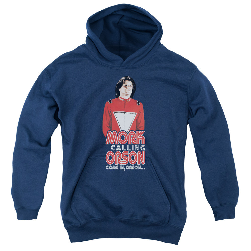 MORK & MINDY/COME IN ORSON - YOUTH PULLOVER HOODIE - NAVY