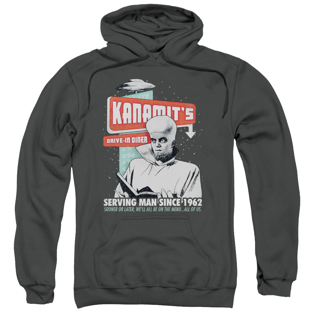TWILIGHT ZONE/KANAMITS DINER - ADULT PULLOVER HOODIE - CHARCOAL