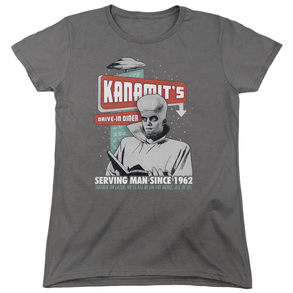 TWILIGHT ZONE/KANAMITS DINER - S/S WOMENS TEE - CHARCOAL