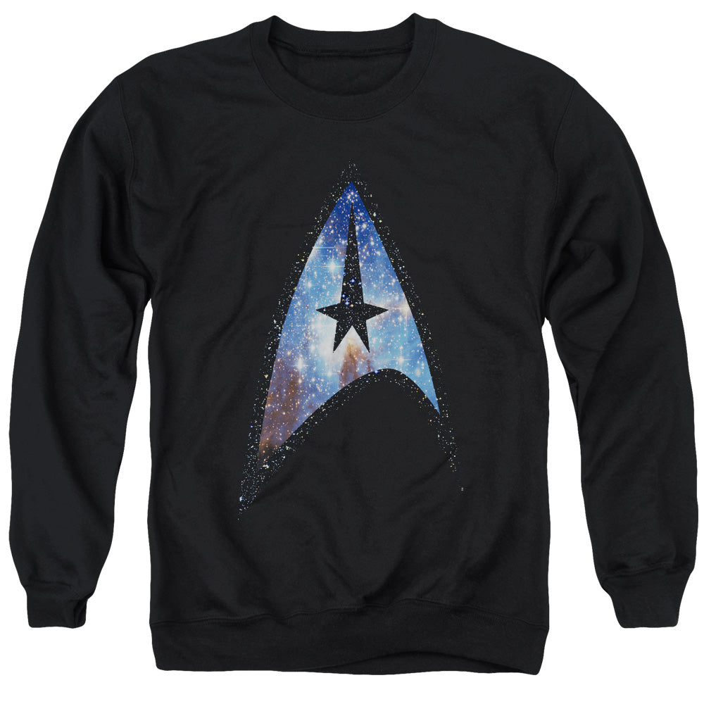 STAR TREK/GALACTIC SHIELD - ADULT CREWNECK SWEATSHIRT - BLACK