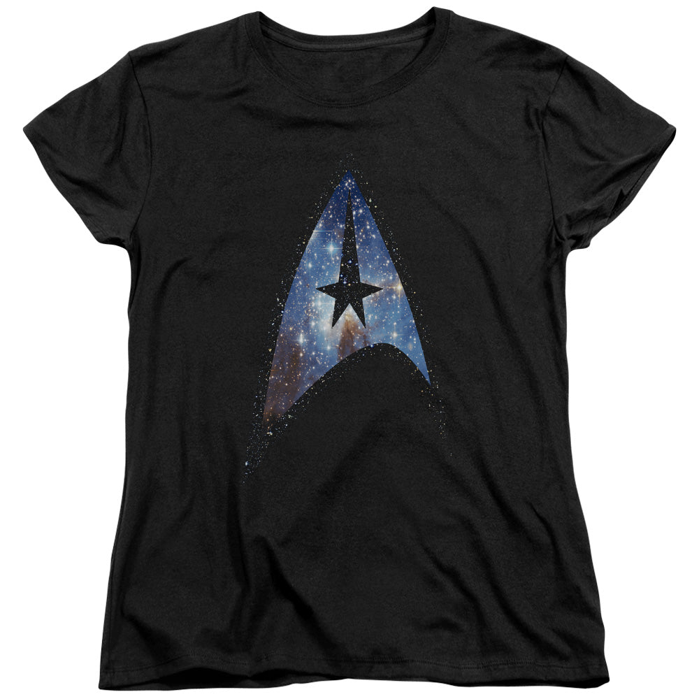STAR TREK/GALACTIC SHIELD - S/S WOMENS TEE - BLACK