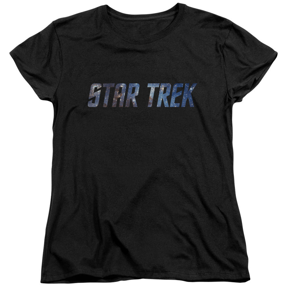 STAR TREK/SPACE LOGO - S/S WOMENS TEE - BLACK