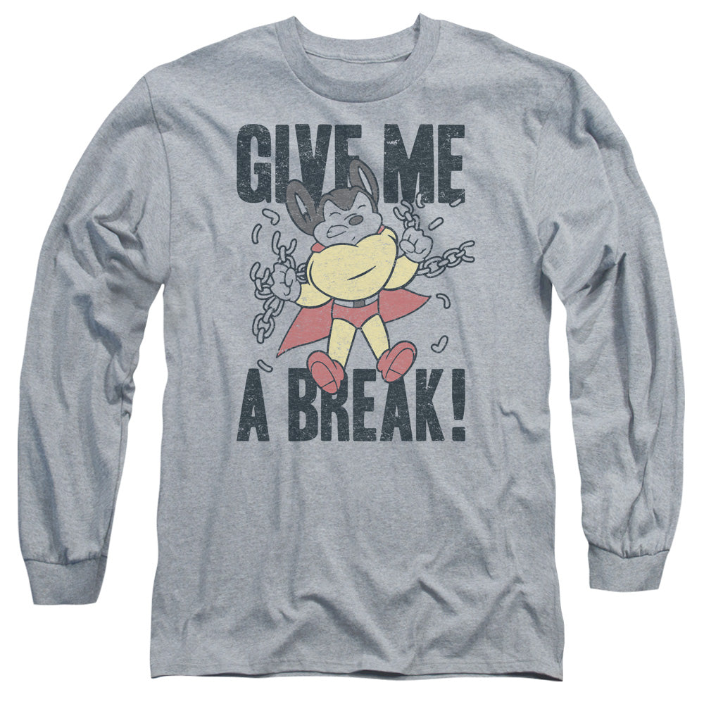 MIGHTY MOUSE/GIVE ME A BREAK -  L/S ADULT 18/1  - ATHLETIC HEATHER