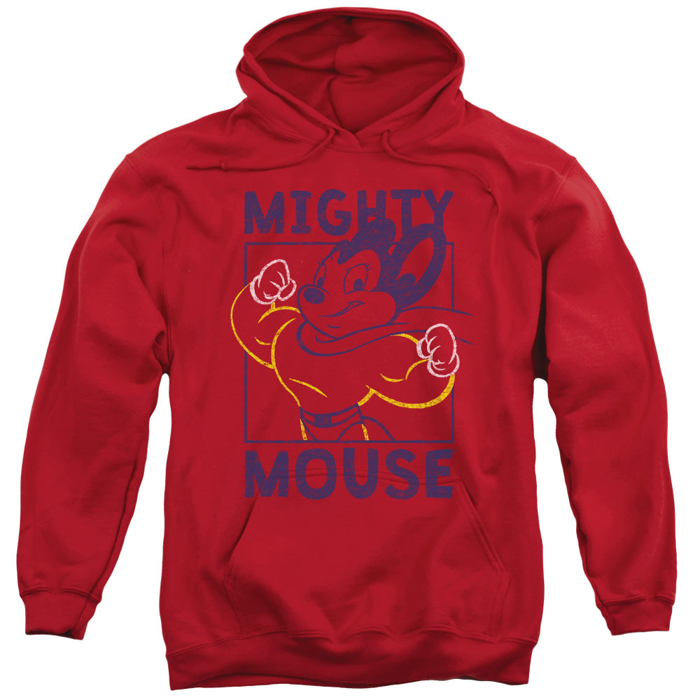 MIGHTY MOUSE/BREAK THE BOX - ADULT PULLOVER HOODIE - RED