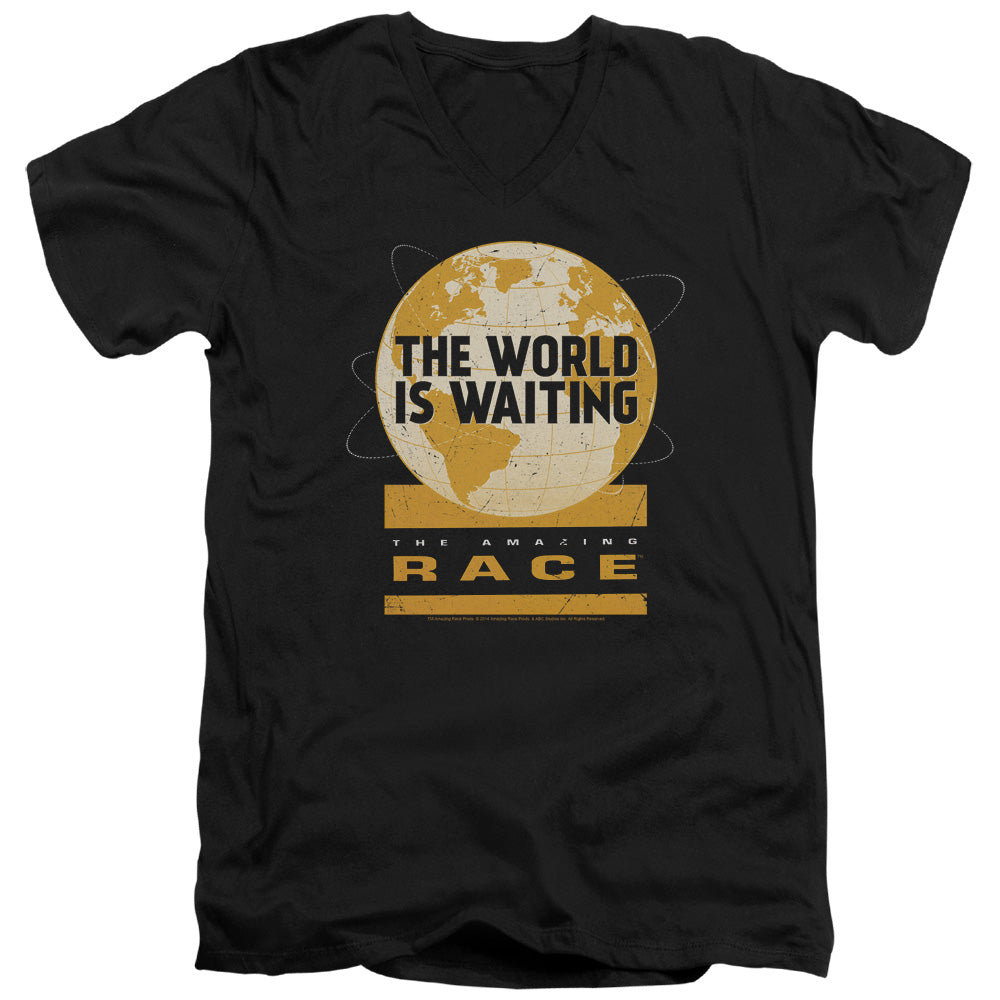 AMAZING RACE/WAITING WORLD - S/S ADULT V-NECK 30/1 - BLACK