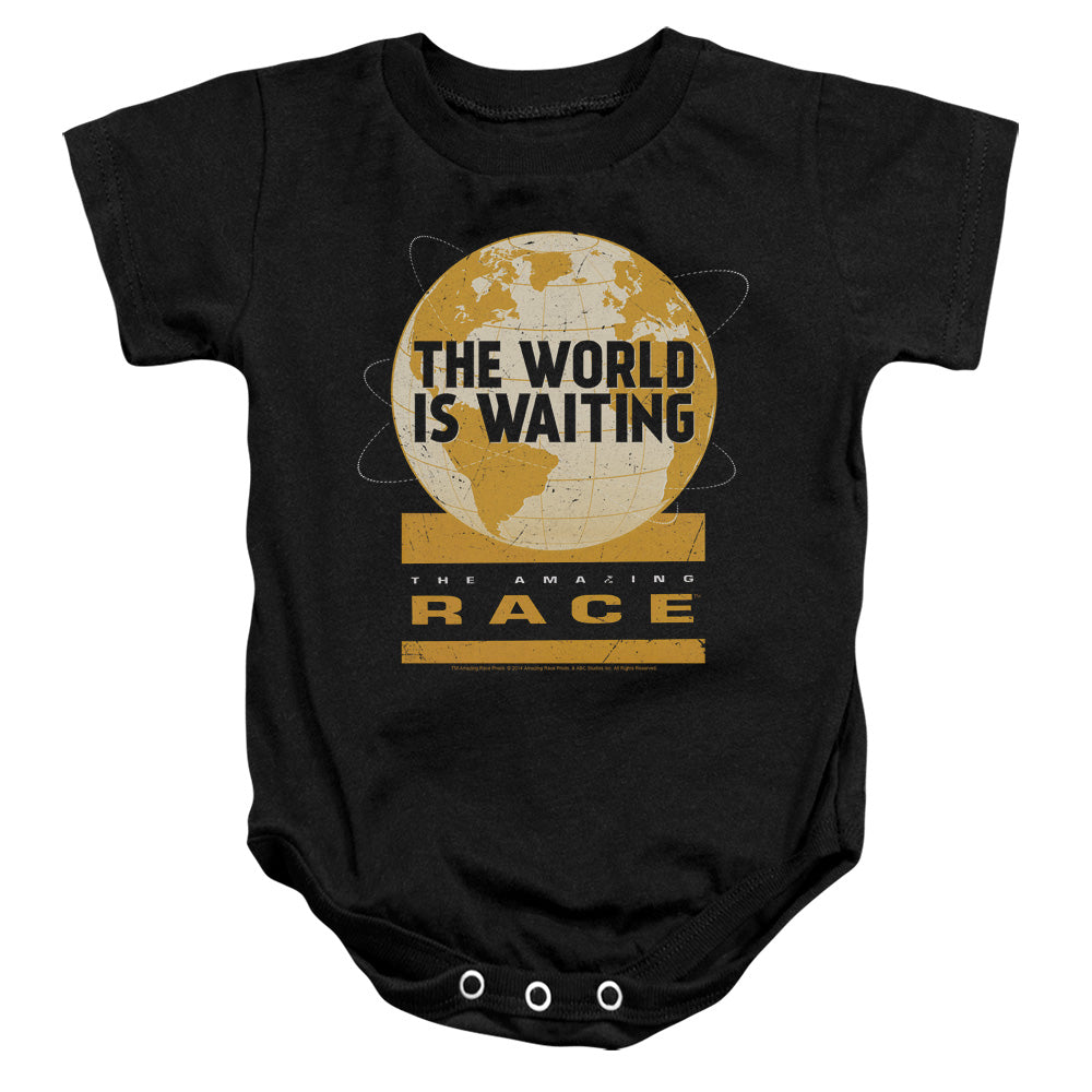AMAZING RACE/WAITING WORLD - INFANT SNAPSUIT - BLACK