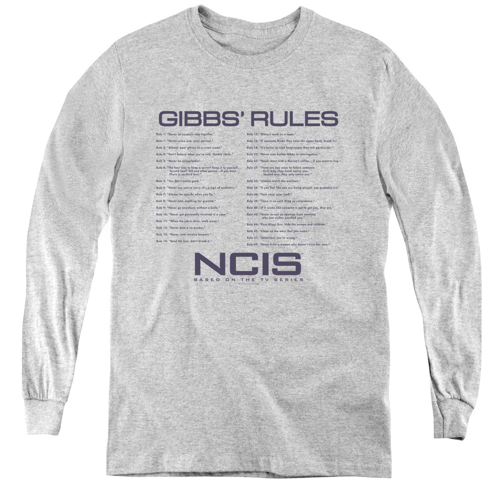 NCIS/GIBBS RULES - YOUTH LONG SLEEVE TEE - ATHLETIC HEATHER