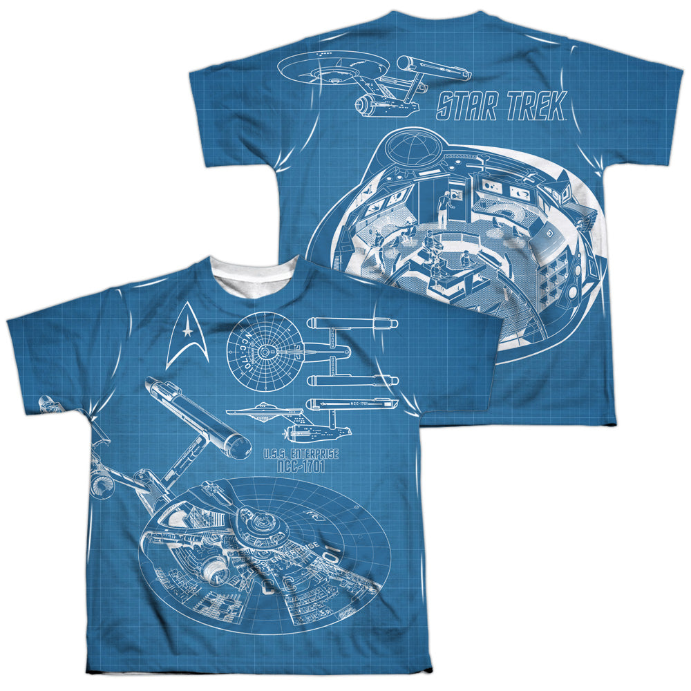 STAR TREK/MULTI ANGLE PLANS (FRONT/BACK PRINT) - S/S YOUTH POLY CREW - MULTI