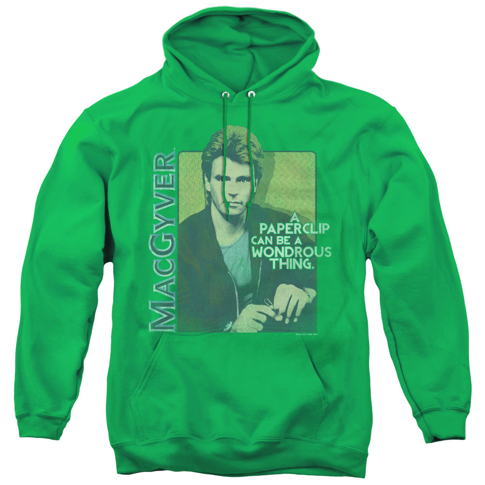 MACGYVER/WONDEROUS PAPERCLIP - ADULT PULLOVER HOODIE - KELLY GREEN