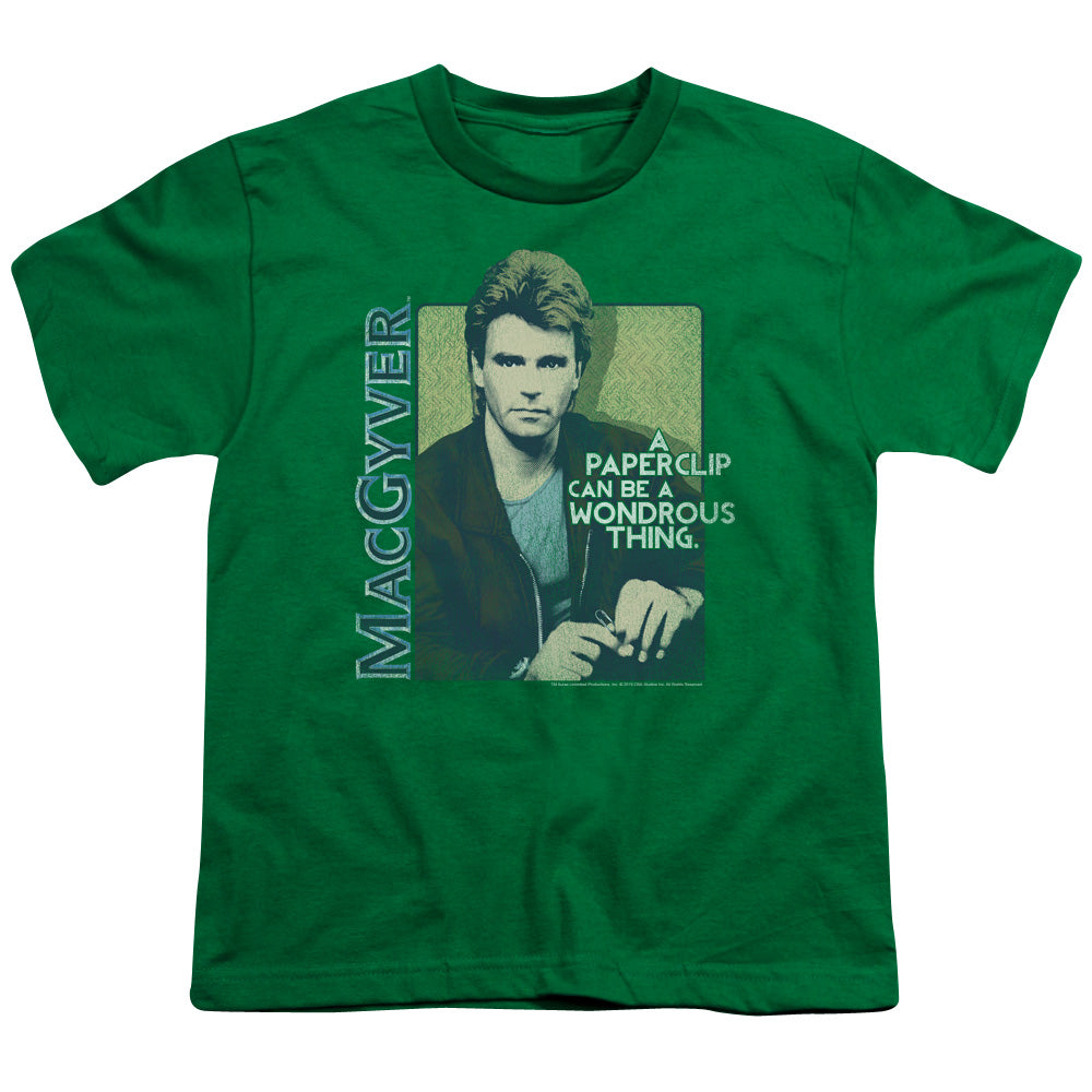 MACGYVER/WONDEROUS PAPERCLIP - S/S YOUTH 18/1 - KELLY GREEN