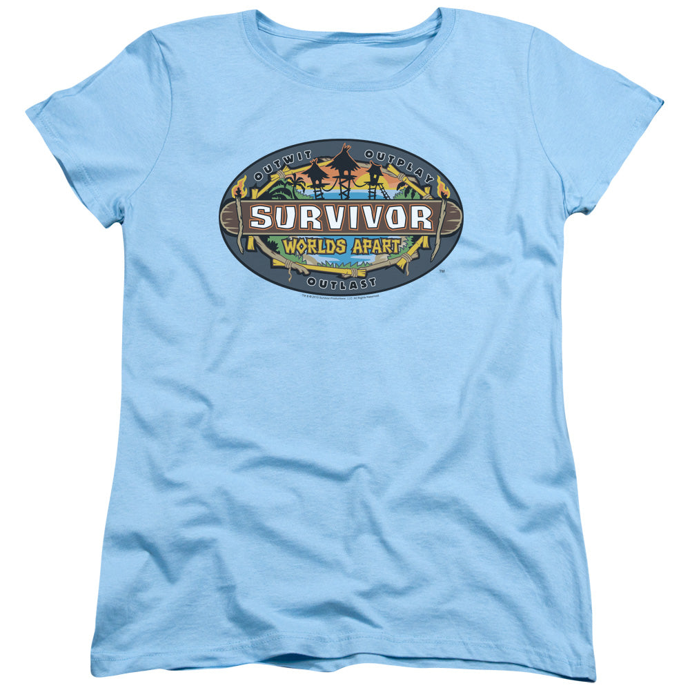 SURVIVOR/WORLDS APART LOGO - S/S WOMENS TEE - LIGHT BLUE