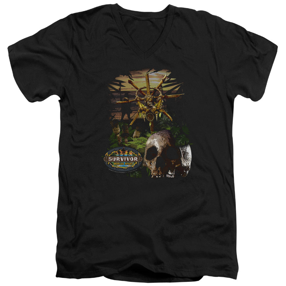 SURVIVOR/JUNGLE - S/S ADULT V-NECK 30/1 - BLACK