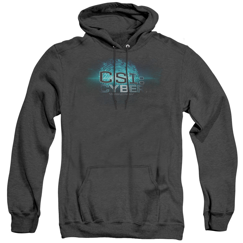 CSI: CYBER/THUMB PRINT - ADULT HEATHER HOODIE - BLACK