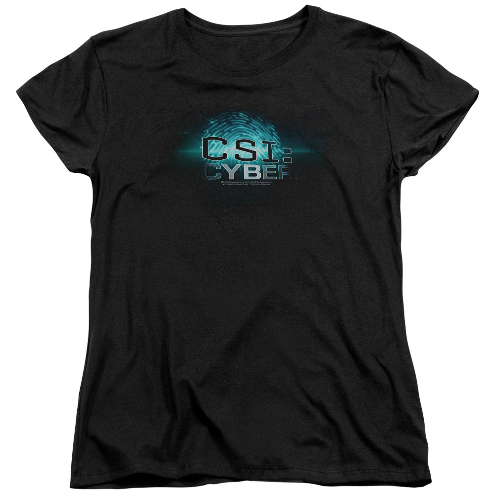CSI: CYBER/THUMB PRINT - S/S WOMENS TEE - BLACK