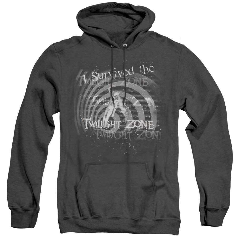 TWILIGHT ZONE/I SURVIVED - ADULT HEATHER HOODIE - BLACK