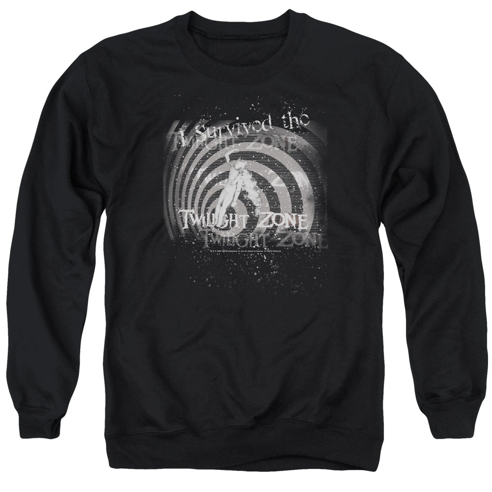 TWILIGHT ZONE/I SURVIVED - ADULT CREWNECK SWEATSHIRT - BLACK