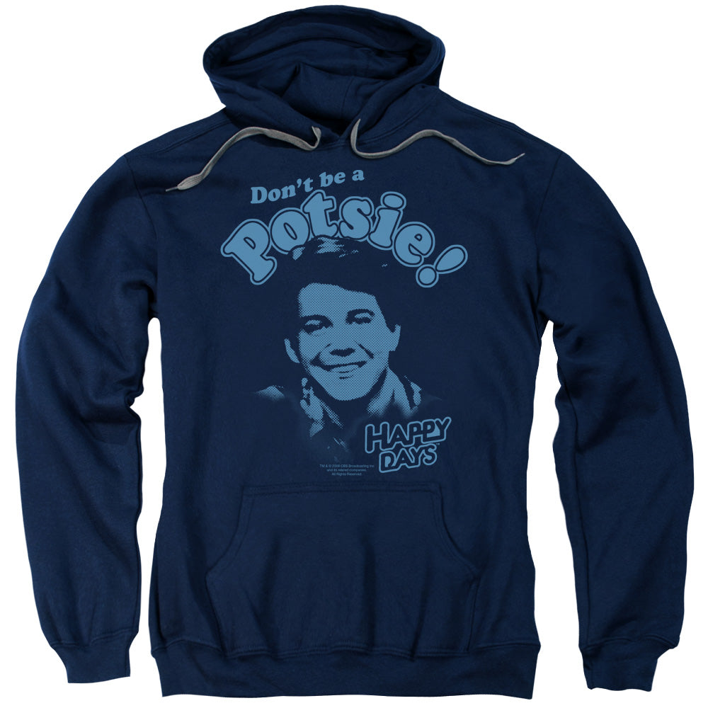 HAPPY DAYS/DON&#39;T BE A POTSY - ADULT PULLOVER HOODIE - NAVY