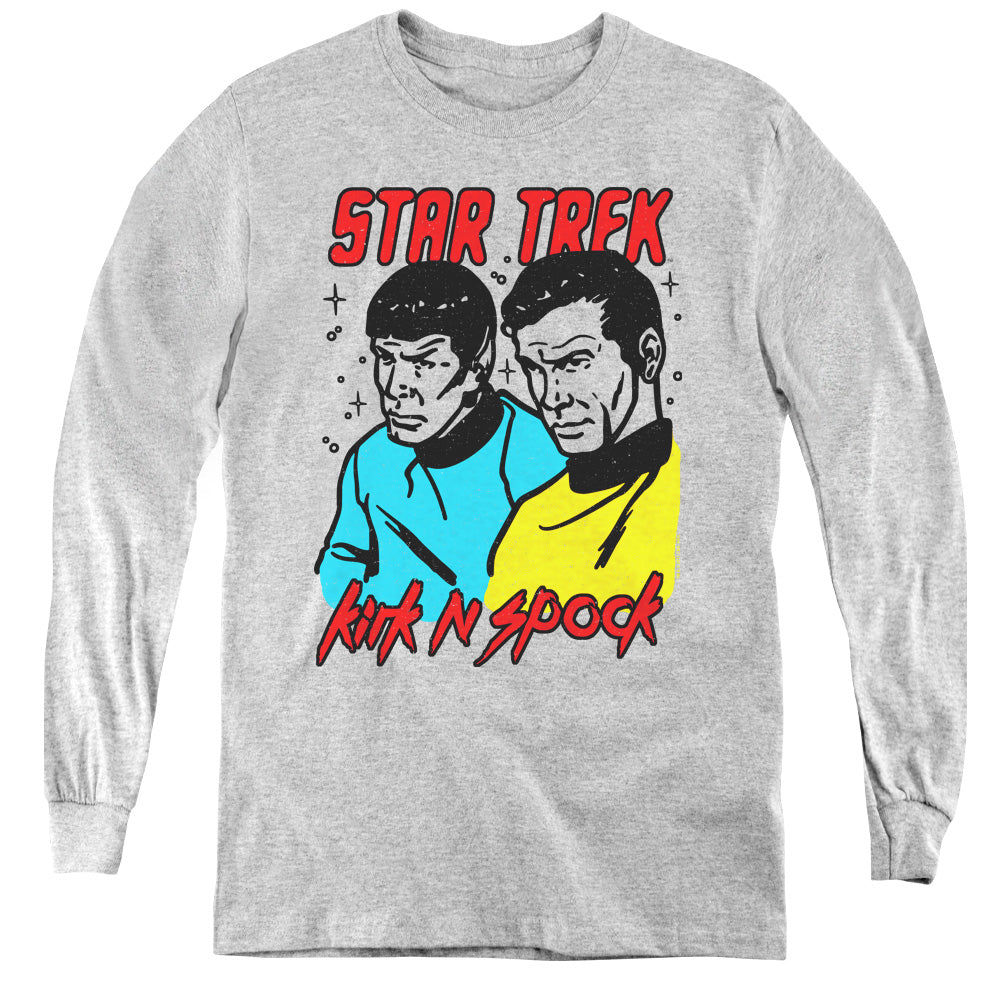 STAR TREK/KIRK N SPOCK - YOUTH LONG SLEEVE TEE - ATHLETIC HEATHER
