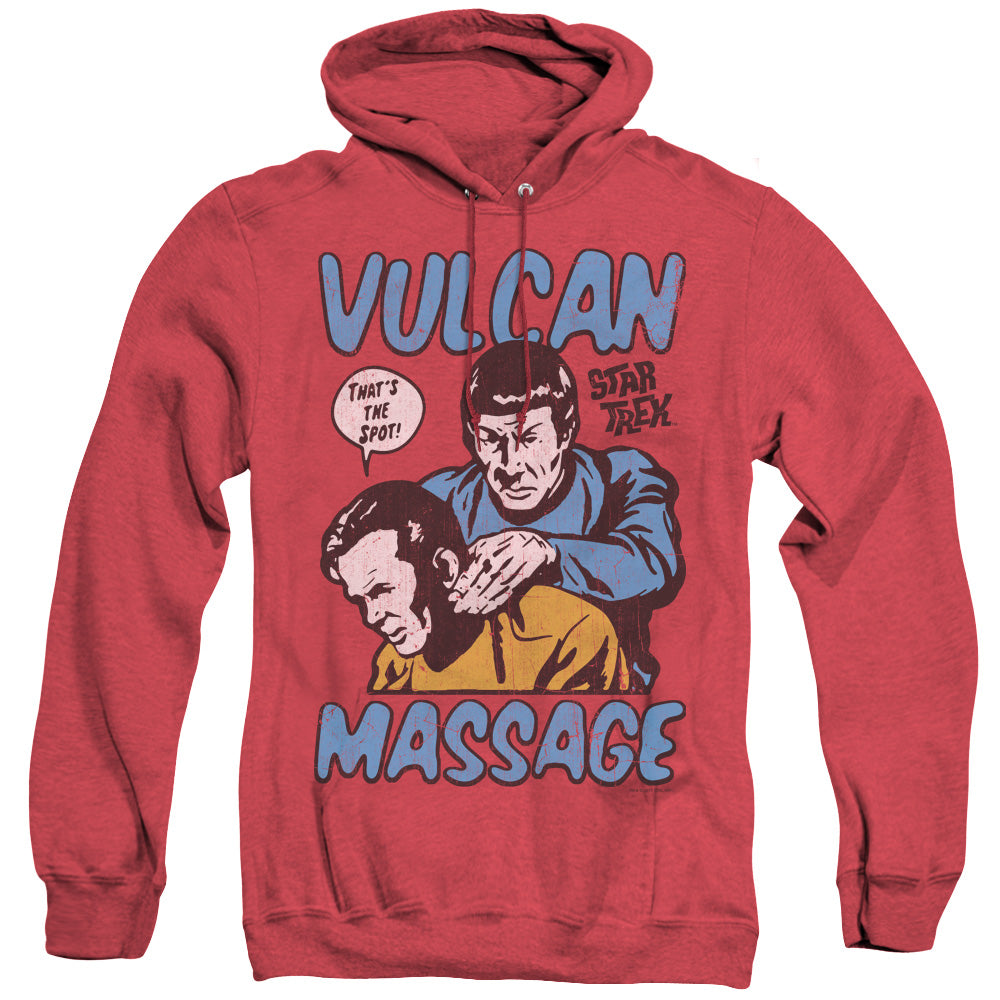 STAR TREK/MASSAGE - ADULT HEATHER HOODIE - RED