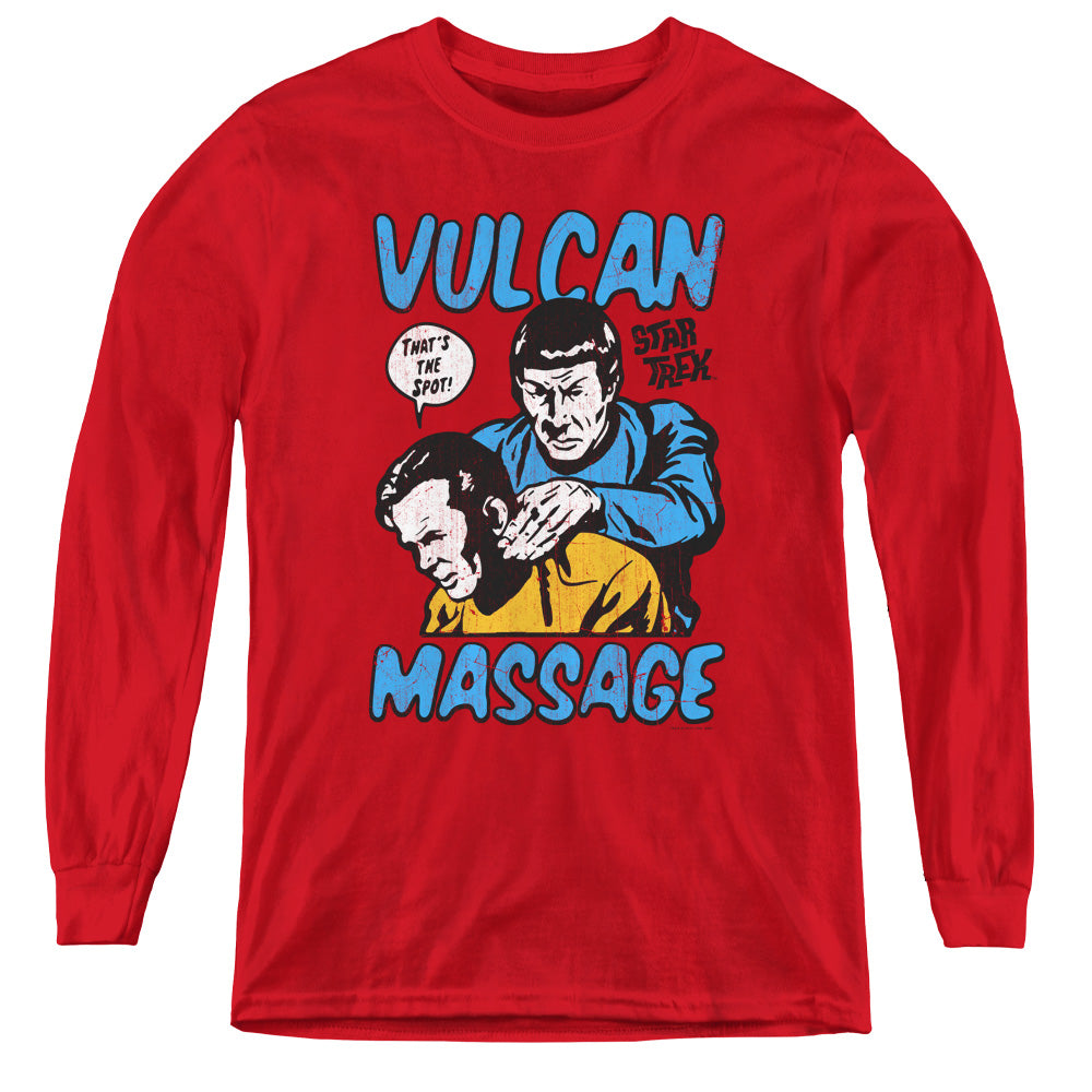 STAR TREK/MASSAGE - YOUTH LONG SLEEVE TEE - RED
