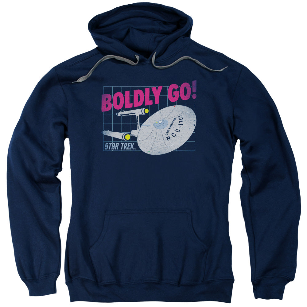 STAR TREK/BOLDLY GO - ADULT PULLOVER HOODIE - NAVY