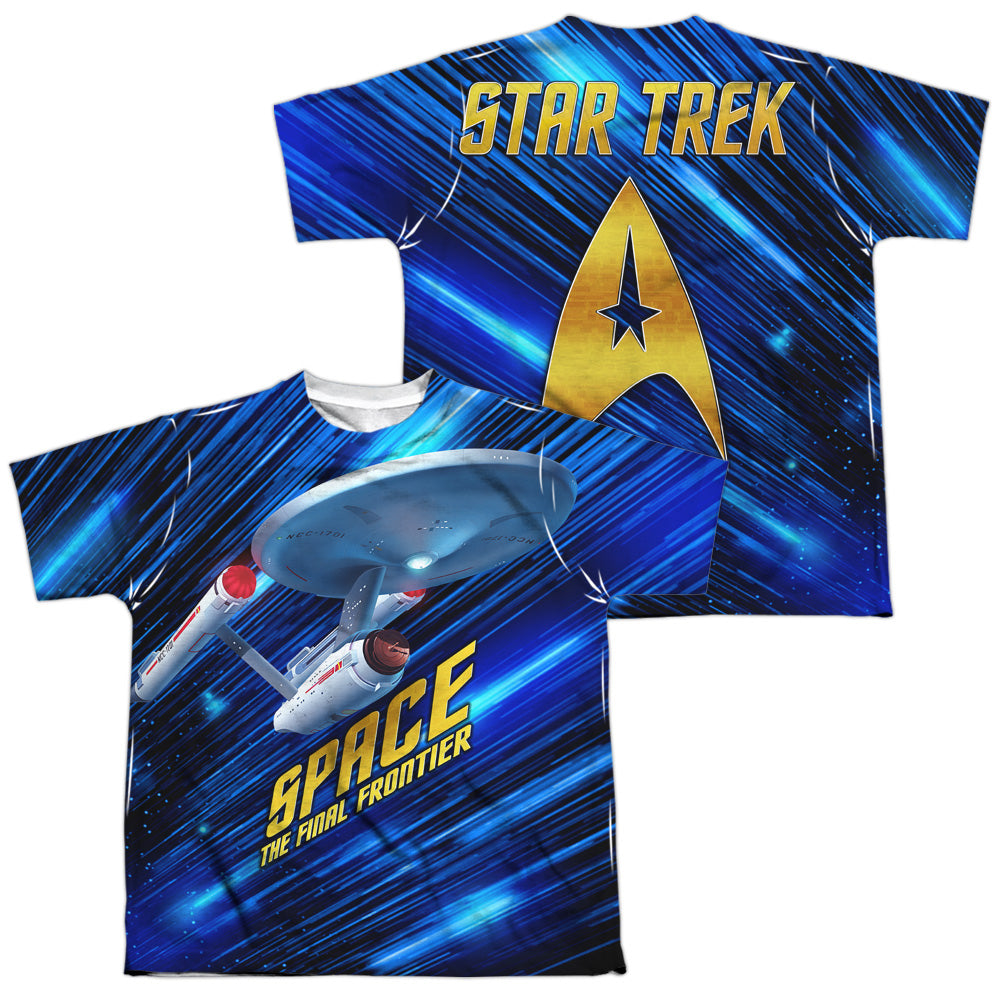 STAR TREK/SPACE FRONTIER (FRONT/BACK PRINT) - S/S YOUTH POLY CREW - MULTI