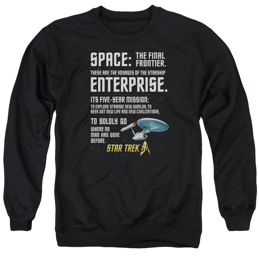 STAR TREK/INTRO - ADULT CREWNECK SWEATSHIRT - BLACK