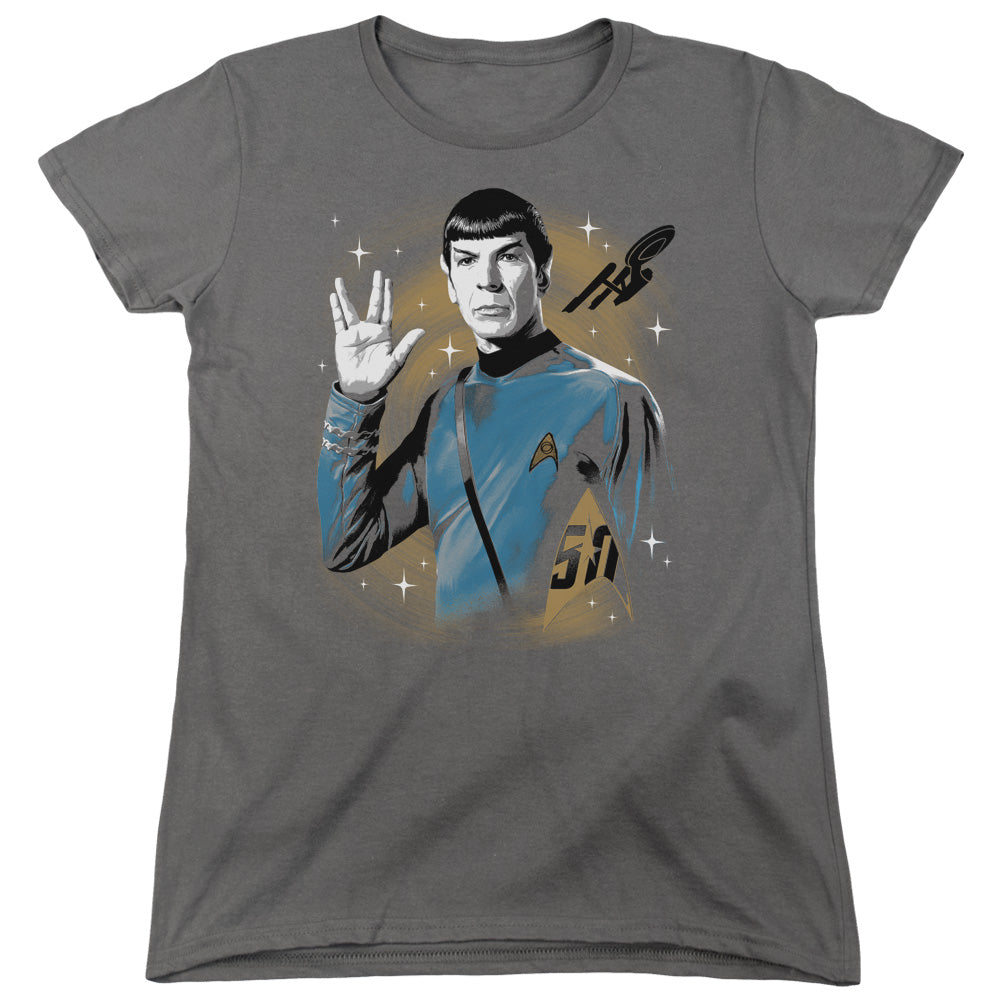 STAR TREK/SPACE PROSPER - S/S WOMENS TEE - CHARCOAL