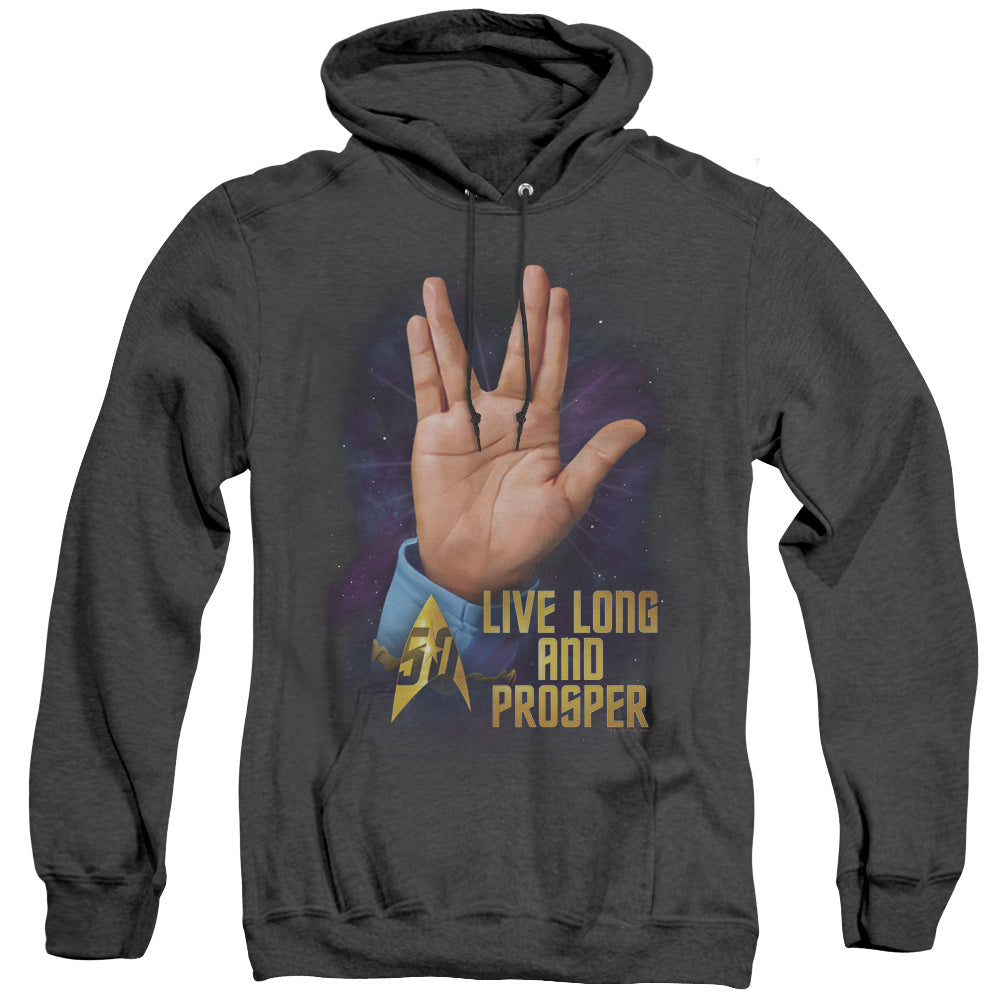 STAR TREK/LLAP 50 - ADULT HEATHER HOODIE - BLACK