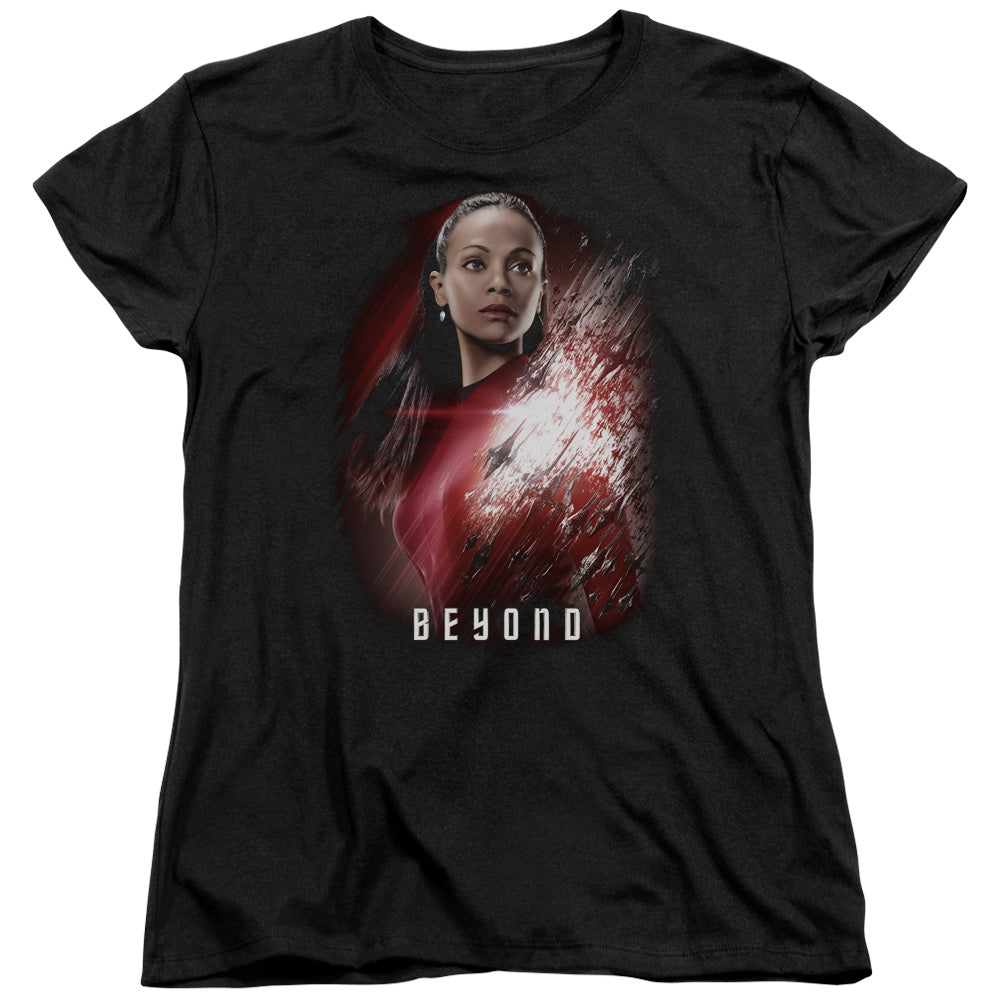 STAR TREK BEYOND/UHURA POSTER - S/S WOMENS TEE - BLACK