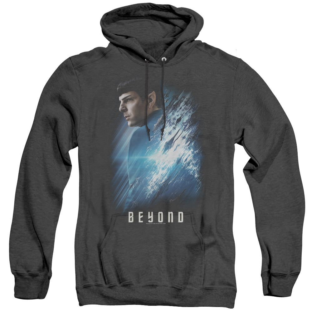STAR TREK BEYOND/SPOCK POSTER - ADULT HEATHER HOODIE - BLACK