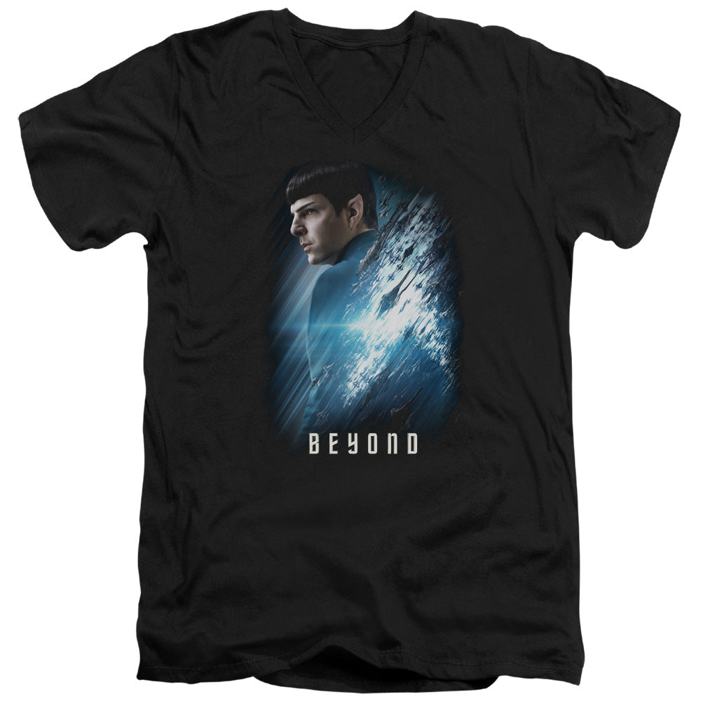 STAR TREK BEYOND/SPOCK POSTER - S/S ADULT V-NECK 30/1 - BLACK