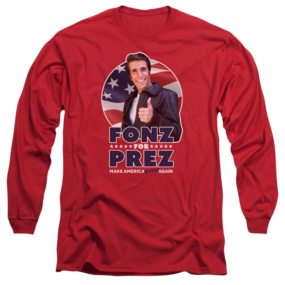 HAPPY DAYS/FONZ FOR PREZ -  L/S ADULT 18/1  - RED