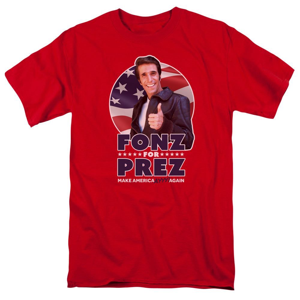HAPPY DAYS/FONZ FOR PREZ - S/S ADULT 18/1 - RED