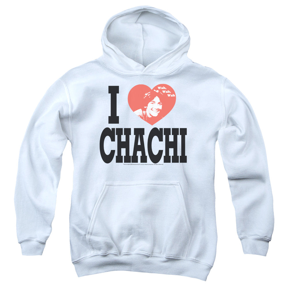 HAPPY DAYS/I HEART CHACHI - YOUTH PULLOVER HOODIE - WHITE