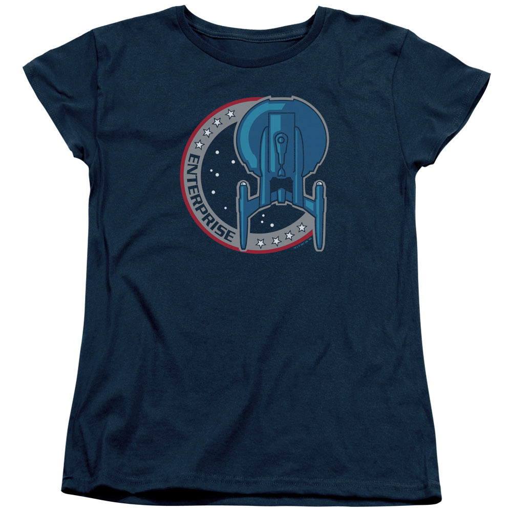 STAR TREK/ENTERPRISE PATCH - S/S WOMENS TEE - NAVY