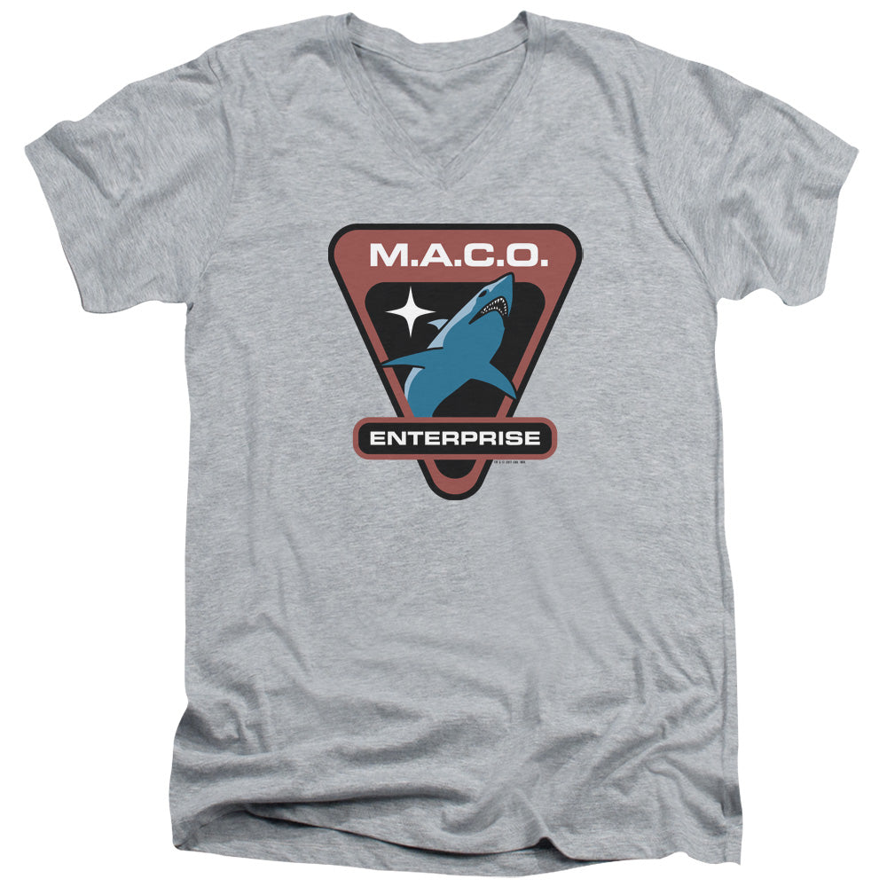 STAR TREK/MACO PATCH - S/S ADULT V-NECK 30/1 - ATHLETIC HEATHER