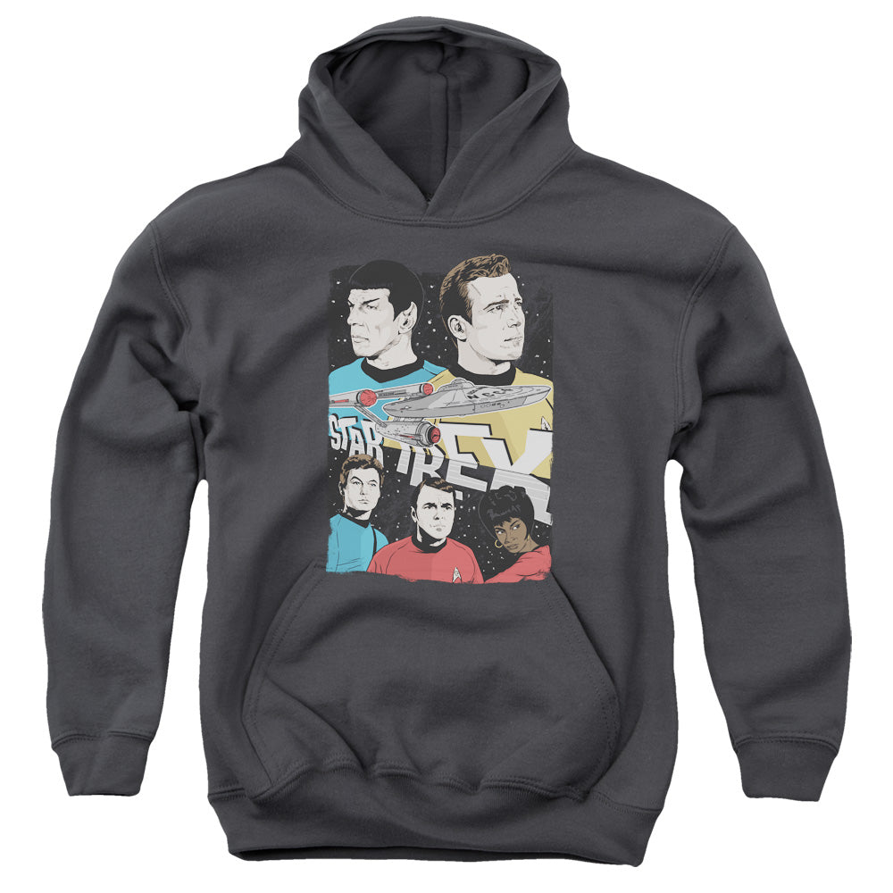STAR TREK/ILLUSTRATED CREW - YOUTH PULLOVER HOODIE - CHARCOAL